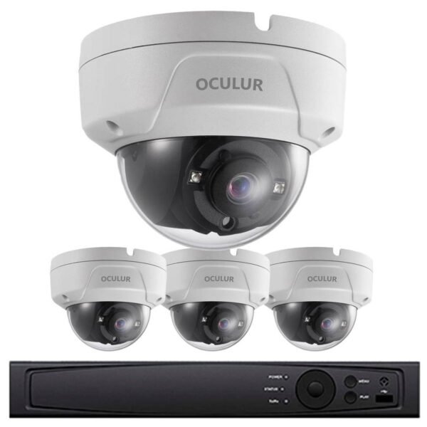 Security Camera System - 1080p Full HD Resolution, 4 x Dome Cameras, Wide-Angle Field of View, 65ft. Night Vision, 3-Year Warranty